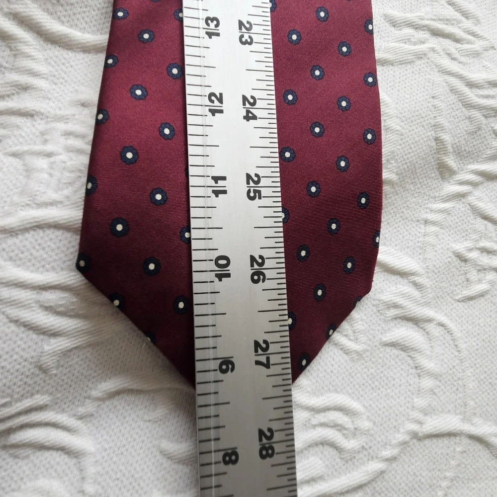 Hastings Bay Men's Geometric Neck Tie Silk Red‎ Classic 3 1/2
